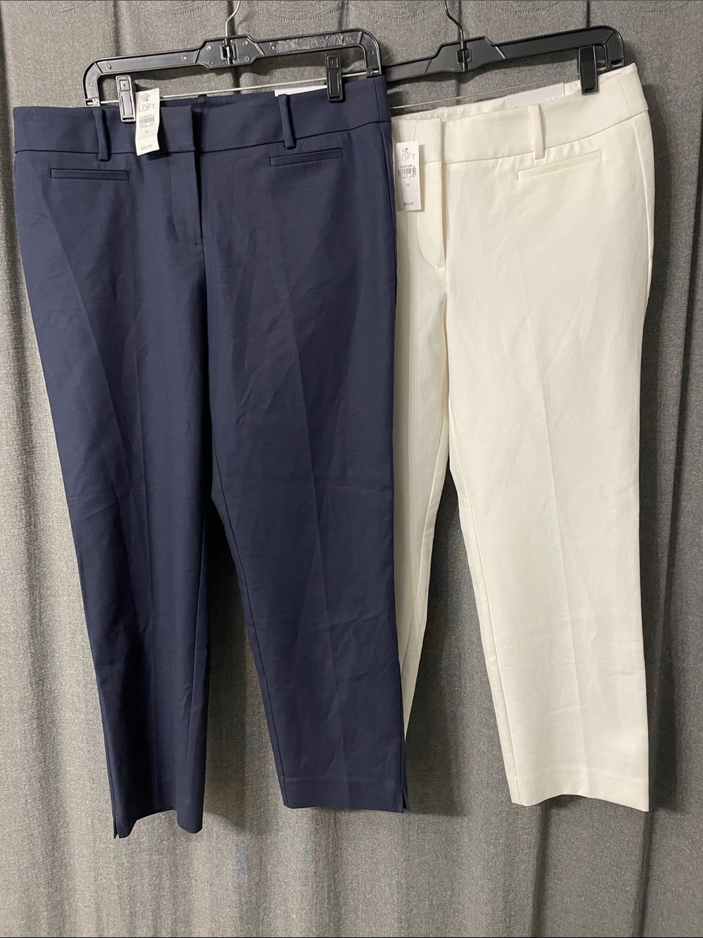 LOFT Navy & White Cropped Marisa Fit Riviera Pants